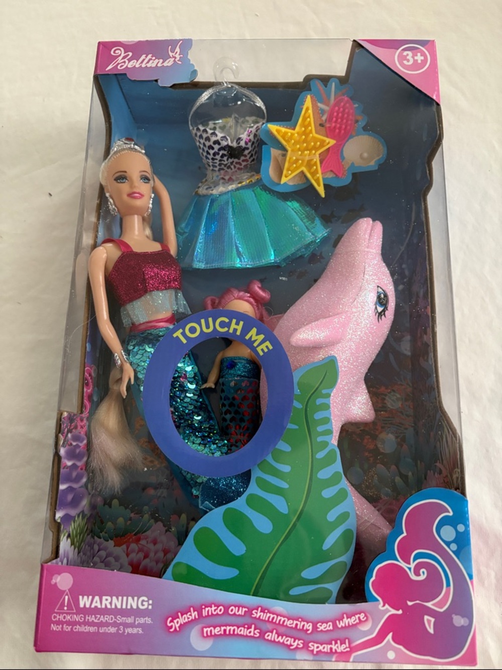 Mermaid Doll Playset with Pink Dolphin and Accessories   NIB